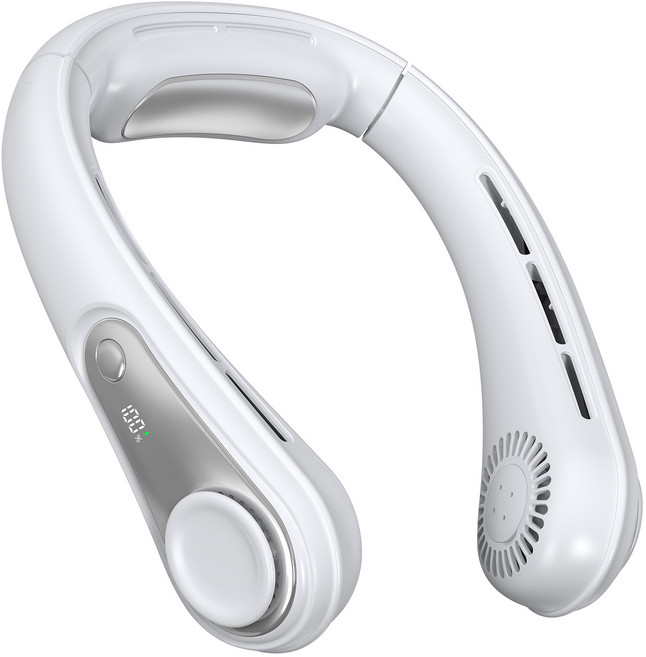 UOOFON 목 선풍기 100단 파워풍량 4000mAh 냉감패드 내장 슬롯 트위스트 무선 휴대용 선풍기, 화이트, NF9