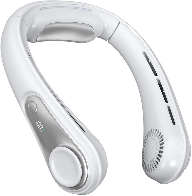 UOOFON 목 선풍기 100단 파워풍량 4000mAh 냉감패드 내장 슬롯 트위스트 무선 휴대용 선풍기, 화이트, NF9 - 쿠팡