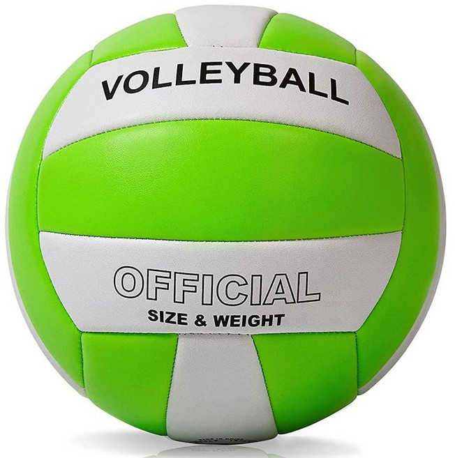 EVZOM 배구 소프트 비치 발리볼 - 공식 사이즈 5 실내 실외 해변 수영장 훈련 놀이 여아 남아 청소년 성인 초보자용 (핑크), 그린/화이트, 1개