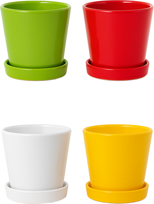 모던레시피 유광 원형 기본 도자기 화분 받침 세트 / 모던 인테리어 디자인, 1개, 옐로우