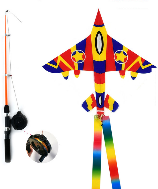 okyaios 나비연 비행기 연 작은 제비 연 낚시대얼레 연실도래 포함 연날리기, 2세트