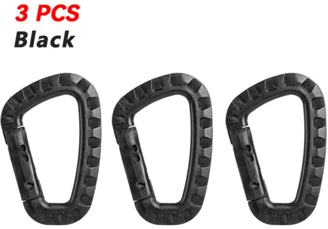 1-9Pcs 전술 3.5 플라스틱 Carabiner Molle 클립 키 체인 D 모양 하드 스프링 스냅 기어 후크 야외 캠핑 하이킹 EDC 도구, [05] 3 PCS Black
