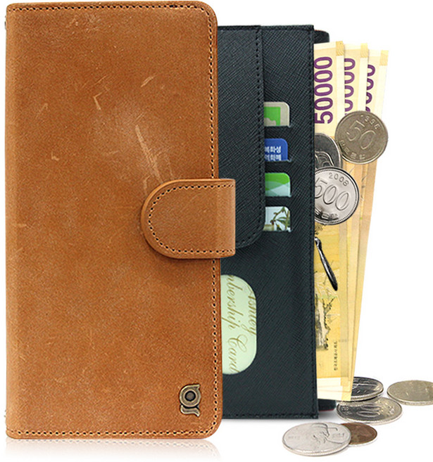 국내생산 고급천연소가죽 오일워싱 5만원권펼쳐서/동전/카드/수납 교통카드인식 지갑형 휴대폰케이스 핸드폰케이스/LG G플렉스2 케이스 (F510)