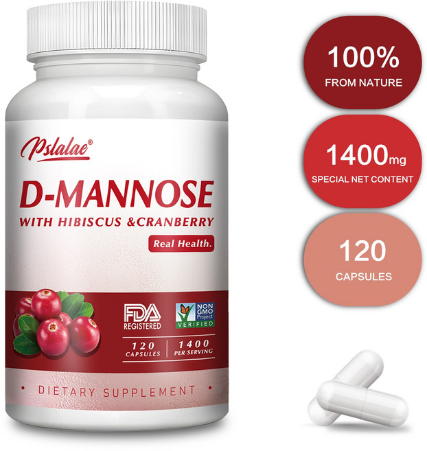 D-만노스 1400mg - 정화 및 복구 요로 지원 방광 건강, 3개, 120정