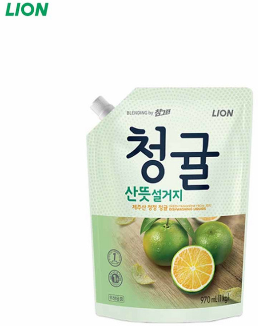 산뜻한향 주방세제 1kg 리필 리필세제 청정세제 1kg세제 식기세제 대용량세제 세척용세제, 970ml