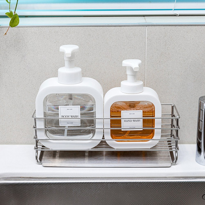 화이트 디스펜서 스퀘어 거품형 공병 주방세제 핸드워시 손세정제 리필용기, 화이트일반형 500ml