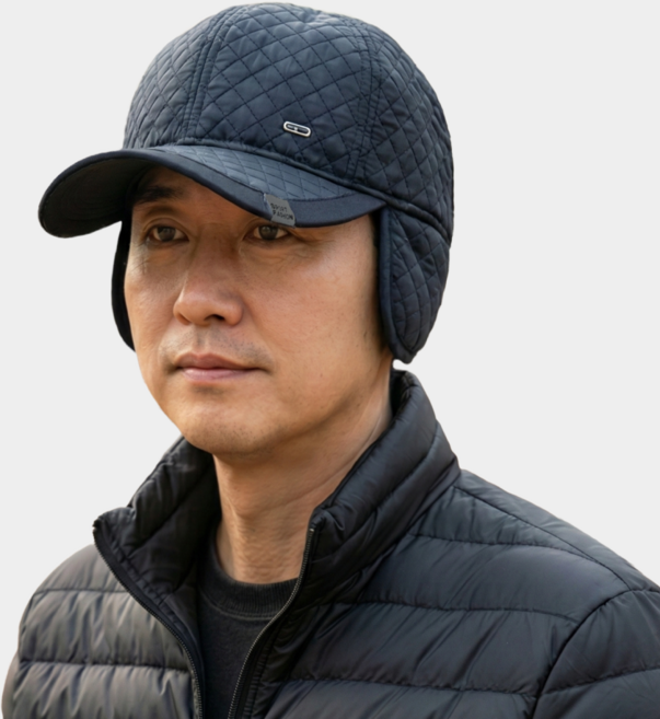 코드코드 남성용 겨울 방한 귀달이 등산 모자, 네이비