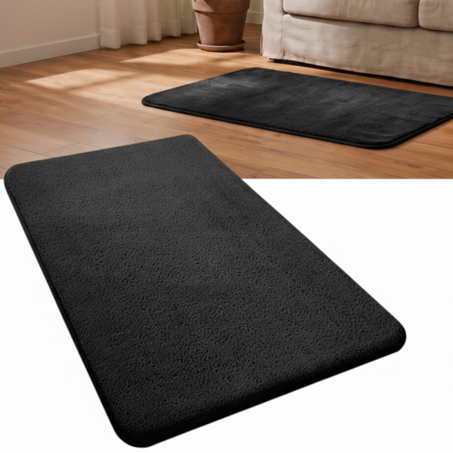 앤코 플러피 빨아쓰는 발매트 흡수 논슬립 욕실매트, 1개, 매트블랙