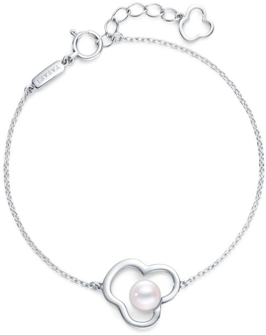 타사키 챈츠 18K 화이트 골드 시그니처 아코야 펄 브레이슬릿