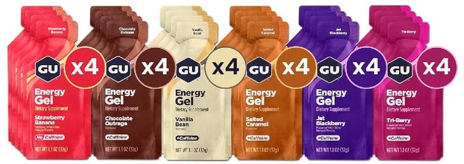 GU에너지 스포츠 에너지젤 6가지맛 버라이어티팩 32g 24팩, Assorted Caffeine-Free Flavors, 24개 - 쿠팡