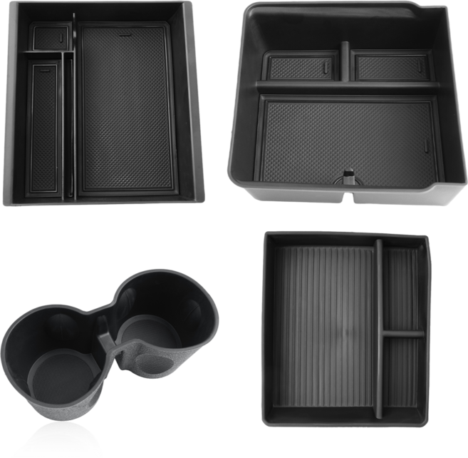 RUIYA 테슬라 모델3 하이랜드 센터 중앙 수납함 콘솔박스 트레이 컵홀더 세트, 팔걸이수납함+중앙(중+하)+컵홀더