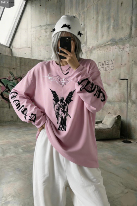 D블리 제우스 루즈핏 쭉티 맨투맨 유니섹스 긴팔티 오버핏 루즈핏 빅사이즈 Y2K 힙한룩 힙합패션