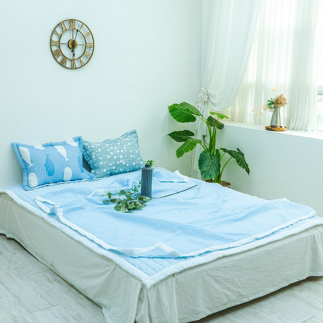 쿨 아이스 시어서커 여름 홑이불, 마시멜로, 블루