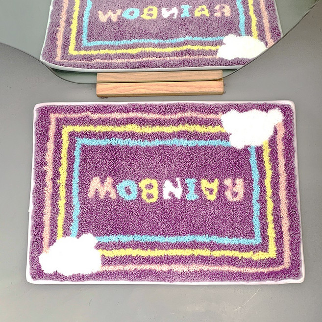 홈바내쓰 화장실 욕실 현관 매트 자카드 발매트, 04.레인보우