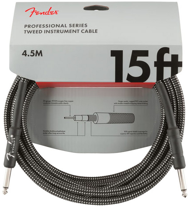 펜더 PROFESSIONAL SERIES 기타케이블 GRAY TWEED 4.5미터 099-0820-065, 1개