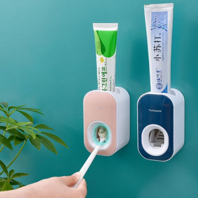 [오소사소] 살짝 밀면 바로 나오는 자동치약짜개 디스펜서, 1개, 노르딕핑크