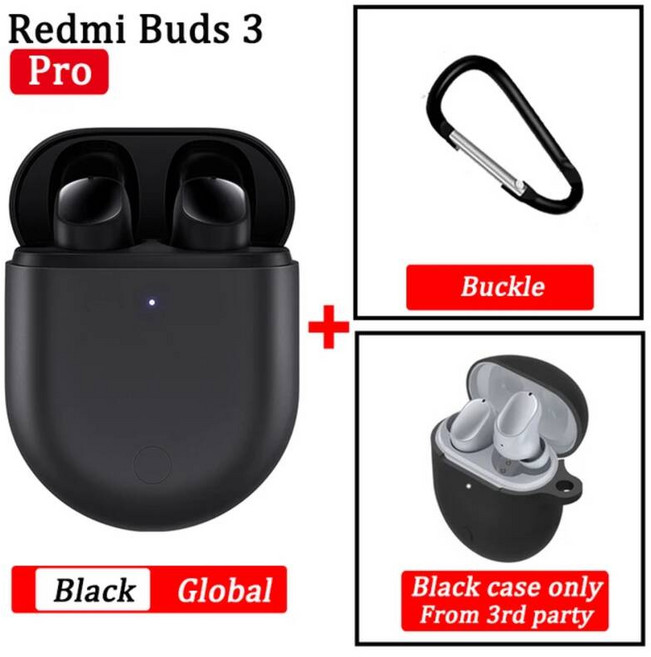골전도 블루투스 무선 이어폰 샤오미-레드미 버즈 3 프로 에어닷 TWS 레드미 ANC IPX4 K40 노트 10 프로용, BLACK GL black case, 1개