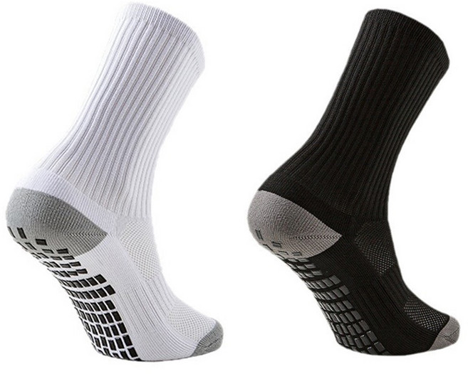 예삐스토어 1+1 논슬립 스포츠 중목 양말 미끄럼방지 쿠션 헬스 러닝 축구 농구 테니스, 1세트, 화이트그레이+블랙그레이