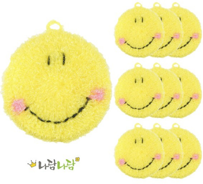 스마일 호빵 손뜨개 수세미, 10개, 1세트