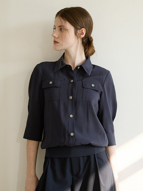 마르조 마르조 1종 카라 시보리 블라우스_MCMFB931