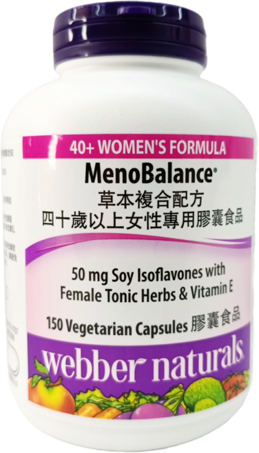 webber naturals MenoBalance草本複合配方 40歲以上女性專用 素食膠囊 含大豆異黃酮與維生素E, 1個, 150顆