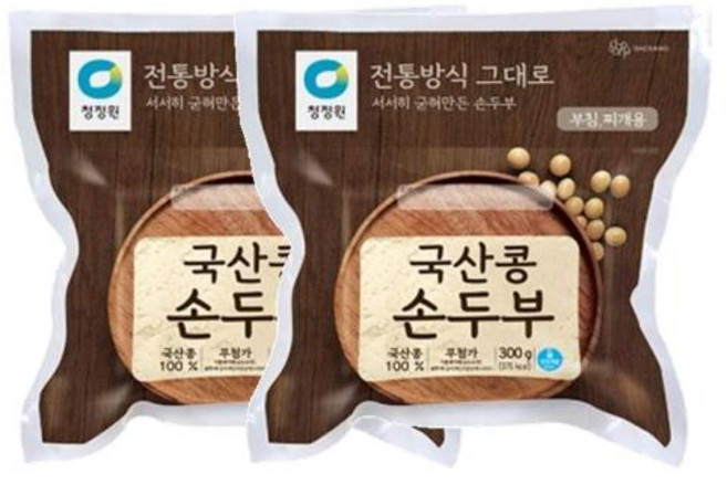 청정원 국산콩손두부(부침찌개용), 2개, 300g