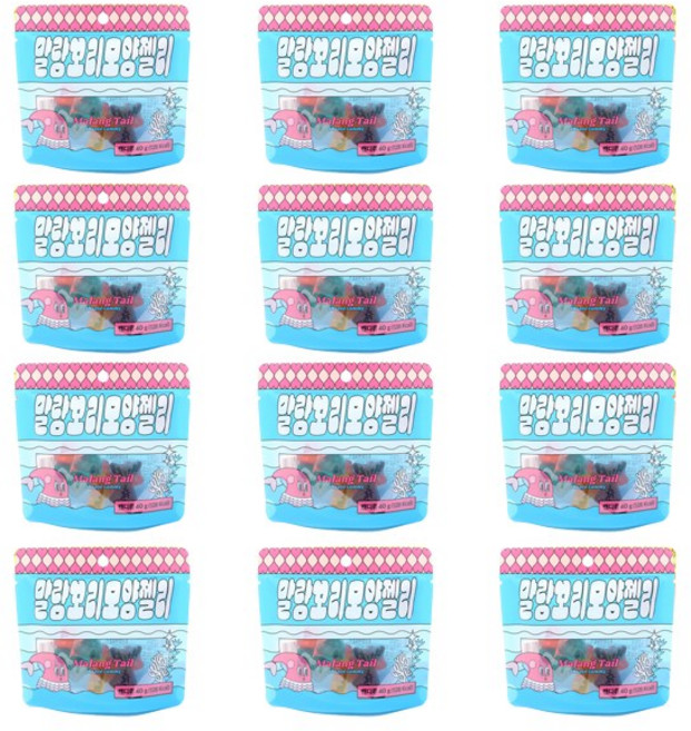 이호 편의점 간식배달 있는 말랑꼬리 모양 젤리 파인애플 모양젤리 아보카도 모양 젤리 과일 젤리, 12개, 40g