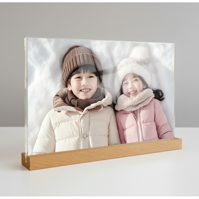 투명 아크릴 액자 우드 스탠드형 A4액자 가로형 세로형, 1개, 원목