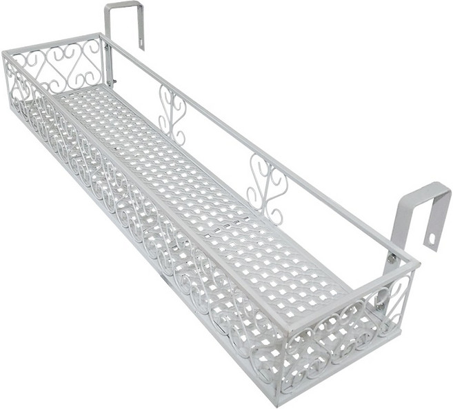 MK 베란다 화분걸이대 일반 난간용 (직각 80 X 20cm) 난간고리2개형, 화이트, 1단