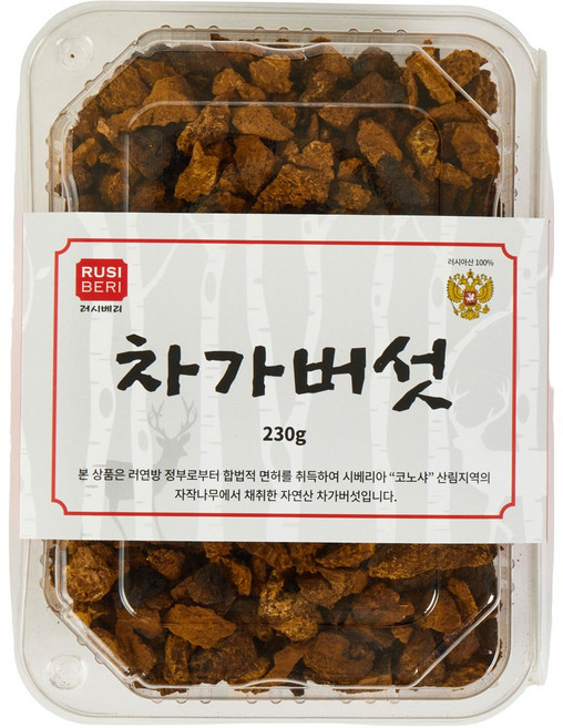 [러시베리] 차가버섯 조각 615 : 세척-저온건조 6~15mm가공 명품 차가버섯, 230g, 1개