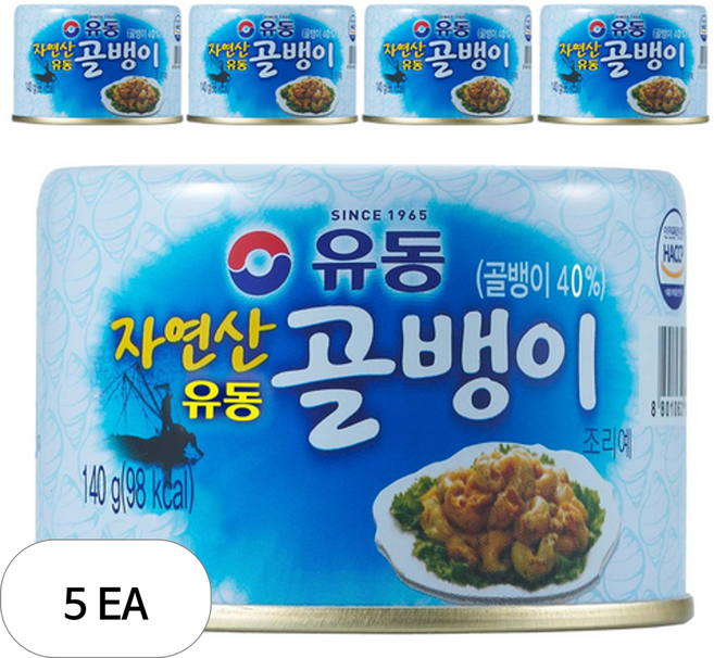 유동 자연산 골뱅이 통조림, 140g, 5개