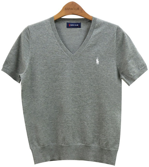 라파클럽 여성 여름 소프트 브이넥 반팔 니트 티셔츠