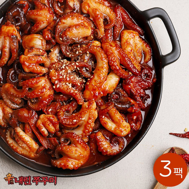 신내린 요리 숯불 불향 볶음 덮밥 매운 양념 맛있는 쭈꾸미 300g 3팩, 3개