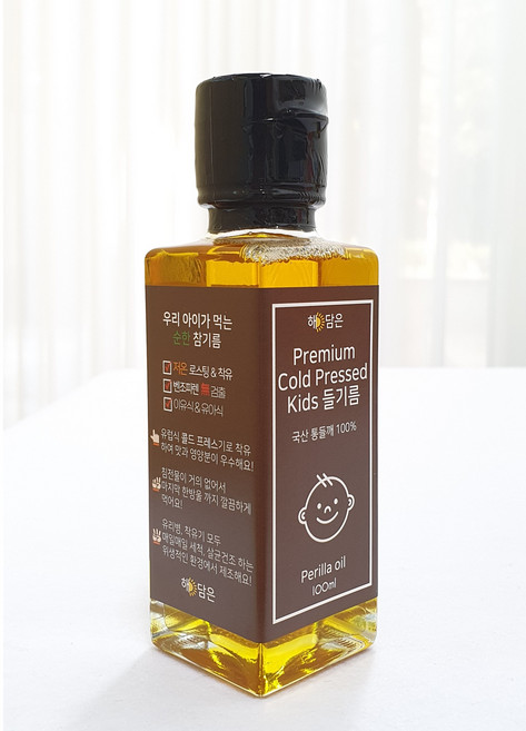 해담은 100% 국산 아기 참기름 들기름 저온압착, 100ml, 1개, 들깨