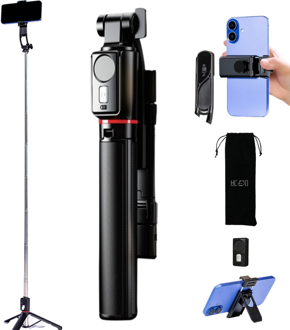 바다하마 3in1 셀카봉 (탈착식), 블랙, 1.3m, 1개