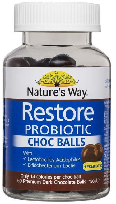 Nature's Way Restore Probiotic 네이처스 웨이 리스토어 프로바이틱스 60다크 초콜렛 볼, 1개, 60정