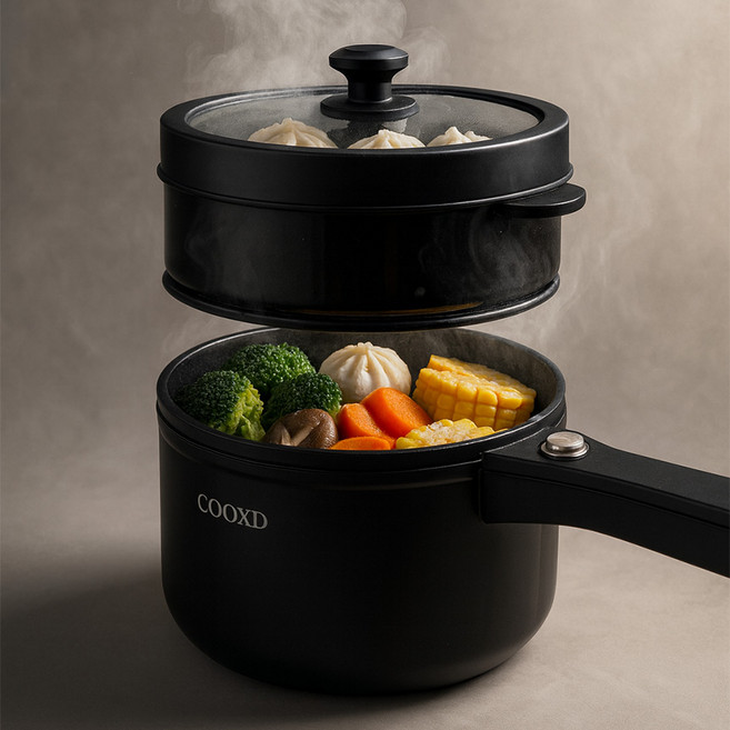 쿡스디 멀티쿠커 2L 전기냄비 찜기포함 2in1 라면포트, CXD-M871