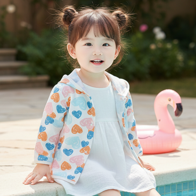 몽실이 썬가드 코튼100 후드점퍼 여아 남아 여름 아우터 면 간절기 외출복