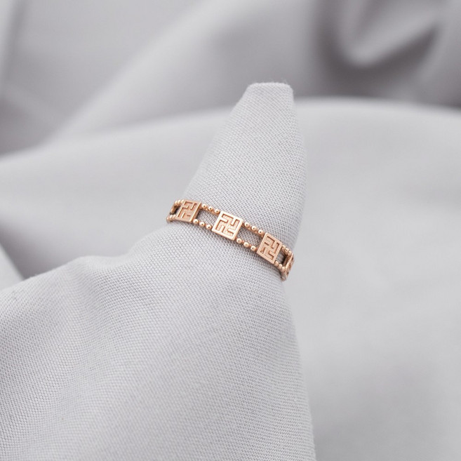 루키스톤 14k 하팀 만자 두줄반지 14k반지