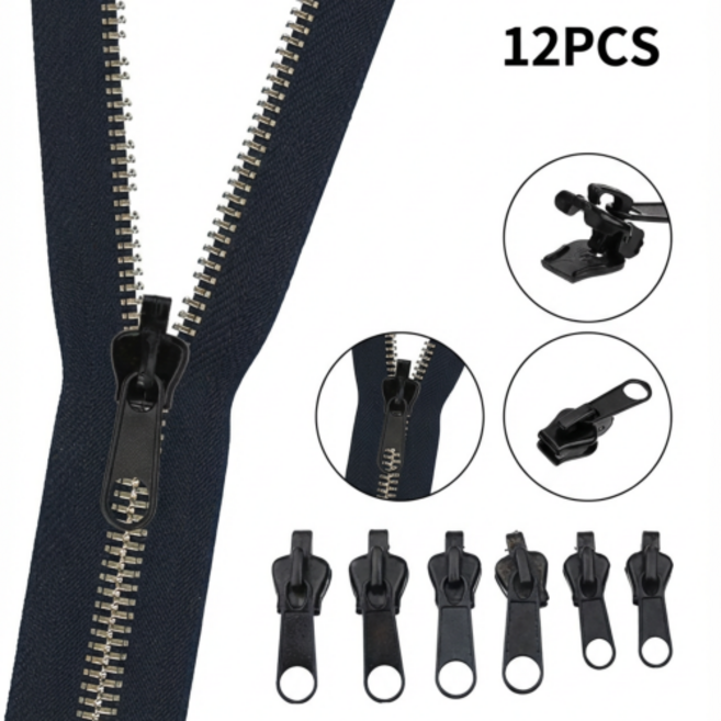 SABUDU 셀프 수리 지퍼헤드 교체 수선, 12개, 대중소