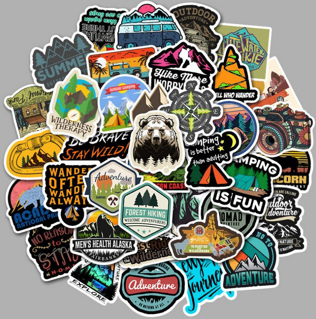 올리브파티 감성 캐리어 노트북 여행 방수 스티커 세트, 1세트, 아웃도어탐험