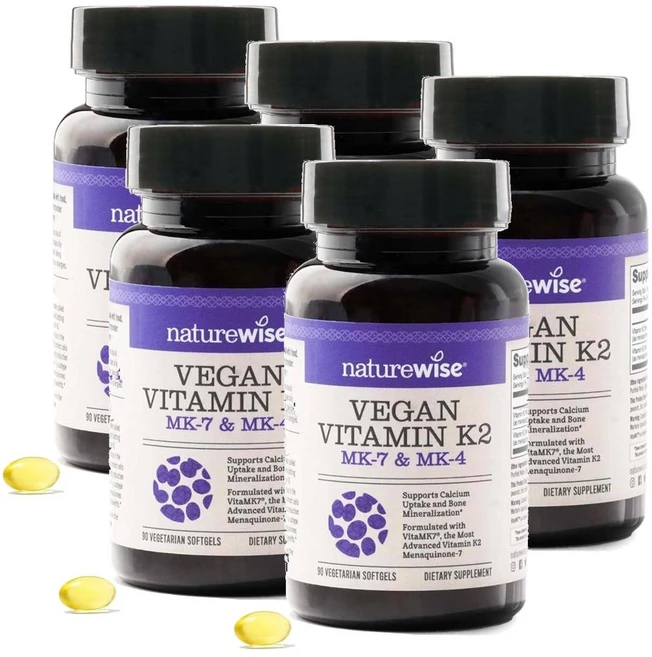 네이처와이즈 비건 비타민K2 MK-7 & MK-4 베지 소프트젤, 5개, 90정 - 쿠팡
