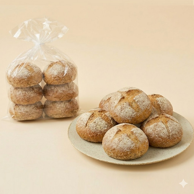 우리아이 단백질 통밀잡곡모닝빵 유기농 무첨가, 6개, 50g