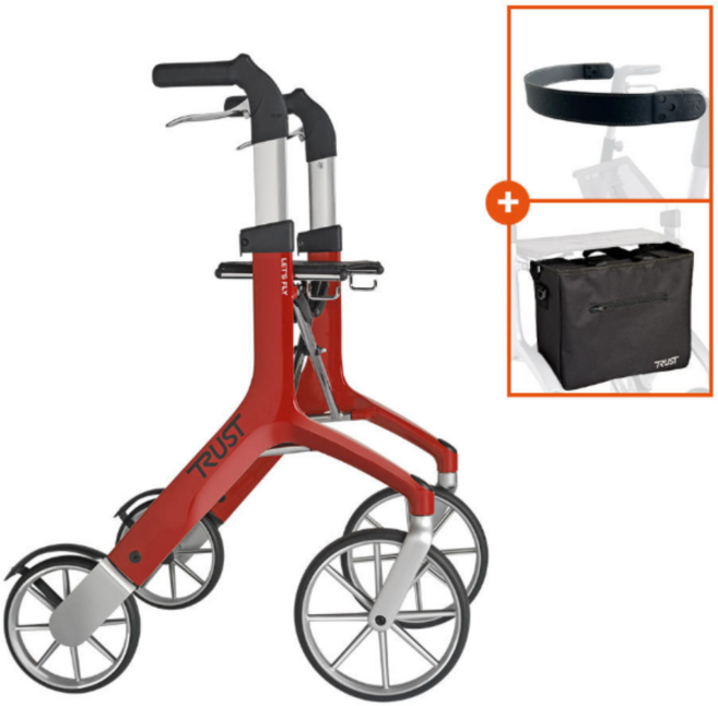 트러스트케어 어르신 노인보행기 렛츠 플라이 레드 경량형 보행보조기 실버카 복지용구+좋은의료기 카탈로그, 1개, 장기요양일반 15%+좋은의료기 카탈로그