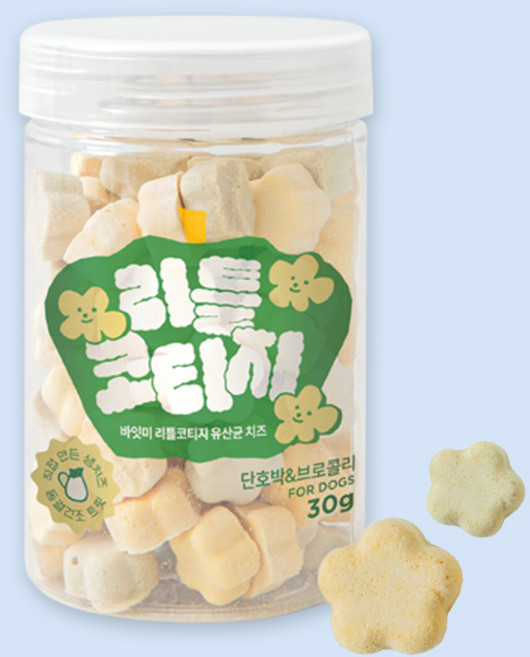 바잇미 강아지 리틀코티지 유산균 치즈, 혼합맛(단호박/브로콜리), 30g, 1개