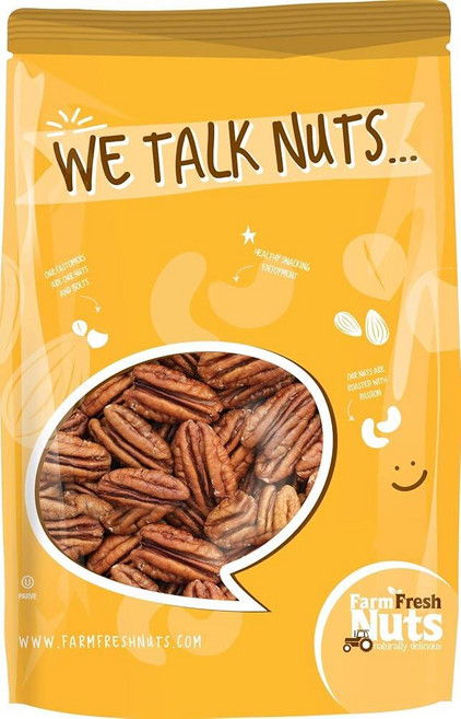 Farm Fresh Nuts 홀 쉘드 & 생 조지아 피칸 | 남부 맛 0.9kg(2파운드) 봉지 신선함을 위해 무염 및 엄선된 파이 쿠키 프랄린 버터 레시피 등에 적합, Farm Fresh Nuts 홀 쉘드 & 생 조지아 피, 900g, 1