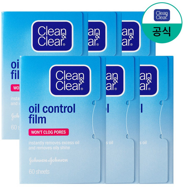 클린앤클리어 오일 컨트롤 필름, 60매입, 6개