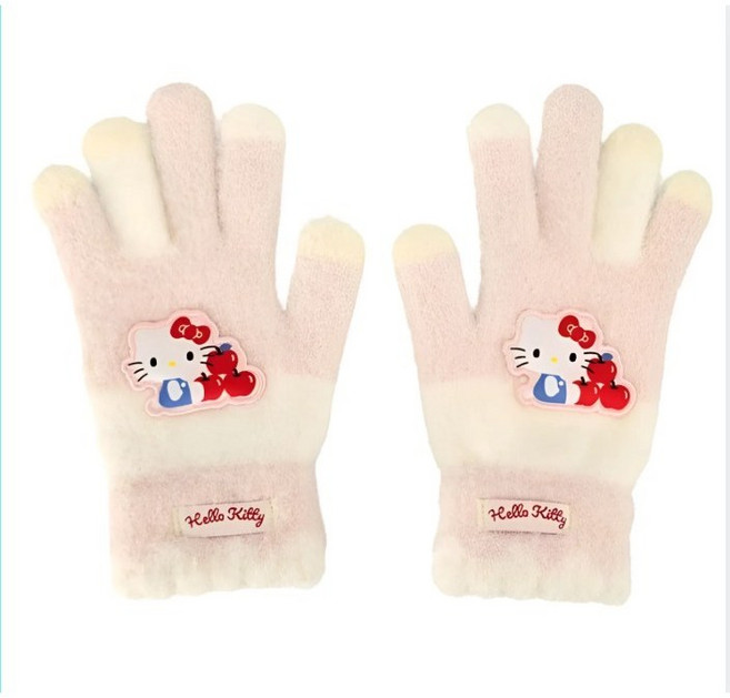 산리오 시나모롤 마이멜로디 소프트 니트 여아 장갑 아동 유아 어린이 겨울 손가락 장갑