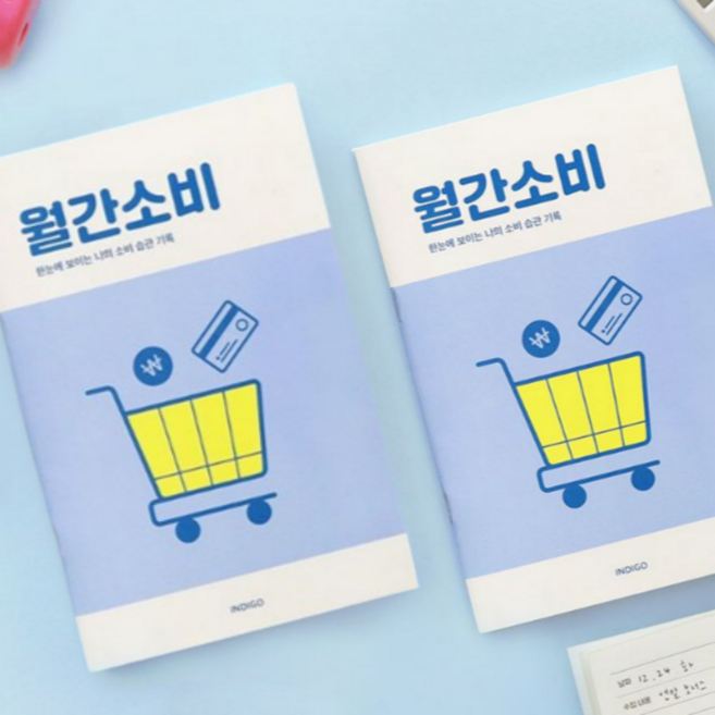 월간소비 플래너 한달용 만년형 캐시북 40p, 2개, 블루