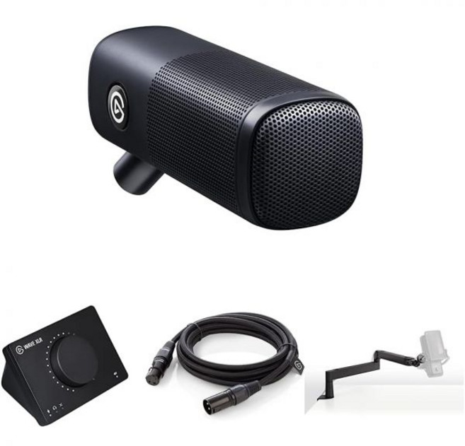 Elgato Wave DX Dynamic XLR 마이크 Cardioid 패턴 노이즈 제거 팟캐스트 스트리밍 방송 신호 부스터 필요 없음 인터페이스에서 작동 Mac PC용, Complete Bundle, Low Profile, 1개